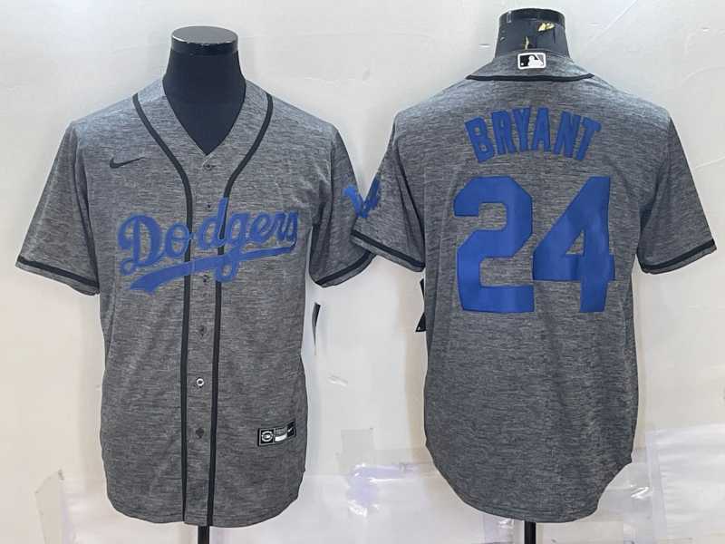 Men's Los Angeles Dodgers #24 Kobe Bryant Grey Gridiron Cool Base Stitched Baseball Jersey